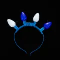 Diadema luminosa de Hanukkah con bombillas azules y blancas, ideal para fiestas y accesorios festivos. - Diadema de Bombilla con Oropel