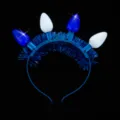 Hanukkah light up headband blue tinsel festive party hair hoop glowing bulb costume accessory - Bulb Tinsel Headband