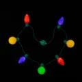 LED leuchtende Weihnachts Halskette Party blinkende Glühbirnen Schmuck Accessoire Detailansicht - 7 Lichter Glühbirne Kugel Halskette