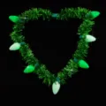 Green tinsel light up necklace st patricks day party costume accessory 7 led bulbs - Multi-Bulb Glowing Necklace / Green