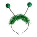 Serre-tête en guirlande verte avec antennes à ressort, accessoire festif pour enfants. - Serre-têtes à boules sur ressort et pompons / Vert