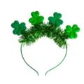 Détail serre-tête guirlande trèfle vert de la Saint-Patrick, accessoire de fête. - Serre-Tête Trèfle à Guirlandes / Vert