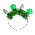 Serre-tete de guirlande verte de la Saint-Patrice avec lumieres de trefle pour enfants - Serre-têtes à ampoule, boule de trèfle et guirlande / Vert