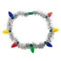 Weihnachten LED Lametta Kette leuchtende bunte Glühbirnen Party Deko Zubehör für festliche Anlässe - Silber Lametta Glühbirne Halskette