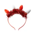 Red tinsel Christmas bulb headband holiday party hair hoop funny festive hair accessory - Red