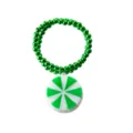 Collana di perline verdi con ciondolo a caramella verde e bianco, ideale per feste. - Bracciale Caramella / Verde