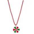 Collana di perle rosse di Natale con pendente caramella menta per festa gioiello costume - Collana a Caramella (Catena a Sfere) / Rosso Verde Patchwork