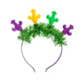 Mardi Gras Festival Leuchtender Haarreif mit grünem Lametta und bunter Lilien-Dekoration. - Grün Lametta Lilie / Grün Lametta Lilien Stil