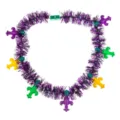 Mardi Gras Lametta Leuchtkette mit bunten Lilien-Anhänger und integrierten Party-Leuchten. - 7 LED Phönixschwanz Halskette / Lila Lametta