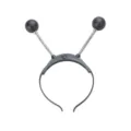 Schwarzer Alien Feder Haarreif LED Party Kopfschmuck Glitzer Ball Konzert Kostüm Accessoire - Silbergraues Alien Leuchtendes Haarband