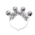 Silver disco ball headband with tinsel sparkle details for party and music festival wear. - Tinsel Disco Ball Style / Silver