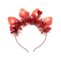 Cerchietto luminoso a LED con cuore rosso di San Valentino e festone tinsel. - Cerchietto con Piuma a Cuore