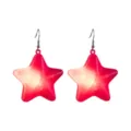Leuchtende Stern Ohrringe LED Licht Pink Fünfzackige Stern Ohrhänger Party Schmuck - Rosarote Pentagramm Ohrringe