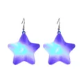 Blue gradient star fishhook earrings, stylish cute pentagram jewelry for women and girls daily wear. - Blue Pentagram Earrings