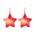 Red star LED glowing earrings for party, lightweight festival hanging jewelry drop earrings. - Red Pentagram Earrings