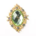 Colgante de botón DIY de aleación de diamantes de imitación verdes ovales para bolsos. - Oro Verde Claro