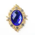 Blue oval rhinestone alloy button vintage DIY hair accessory shoe bag craft decor 1pc - Gold Base Royal Blue