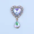 Detailed close-up view of a gold alloy heart-shaped rhinestone DIY charm pendant accessory. - AB Color