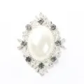 Exquisite rhinestone alloy buckle with white pearl center, perfect for DIY shoes, bags, and hair accessories. - Silver Base - Pure White Pearl