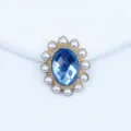 Botón ovalado estrás perla aleación material decorativo DIY, gema de cristal azul manualidades. - Azul claro