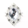 Diamond alloy lace acrylic rhinestone flower button for DIY shoes clothing hair accessories. - Silver Base - White
