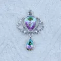 Detailed close-up view of alloy crown teardrop pendant DIY handmade jewelry accessory. - AB Color