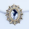 Oval hollow alloy rhinestone flower base DIY jewelry accessories clothing materials necklace charm. - White