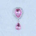 Silver large teardrop rhinestone pendant DIY jewelry accessory for shoes and bags crafting components - Light Pink
