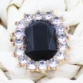 Alloy crystal rhinestone DIY shoe charm decorative buckle black gemstone fashion accessory patch - Black