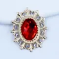 Accesorio de joyería DIY de aleación de diamantes de imitación ovalado bandeja de flores componente. - Rojo Brillante