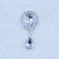Silver teardrop rhinestone pendant DIY craft accessory for shoes bags clothing 42x20mm - White