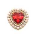 Detalle de accesorio DIY de aleación de diamantes de imitación y perlas en forma de corazón. - Rojo Brillante