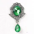 Baroque retro rhinestone gemstone collar pendant vintage style dress diy fashion accessories - Dark Green