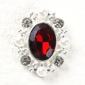 Exquisite alloy pearl rhinestone oval gem button for clothing shoes bags decor accessory - Dark Red