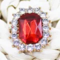 Parche de diamantes de imitación de cristal de aleación gema roja para lazo DIY zapatos - Rojo Brillante