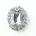 Oval rhinestone button crystal embellishment for DIY sewing apparel accessories detail item - White