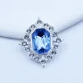 Silver rhinestone decorative buckle detail shot, sparkling crystal craft embellishment. - Light Blue