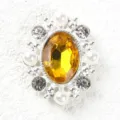 Oval alloy rhinestone pearl decorative button for clothing, shoes, bags and craft accessories. - Golden Yellow