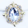 Vintage rhinestone pearl alloy DIY button oval crystal charm for hair accessory clothing craft. - White