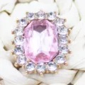 Pink crystal rhinestone alloy button DIY hair accessory shoe charm decoration piece - Light Pink
