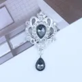 Silver rhinestone alloy teardrop pendant accessory, sparkling crystal details for DIY crafts. - Gray