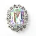 Detailed view of oval crystal rhinestone claw chain button for DIY crafts, shoes, and bows. - AB Color