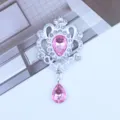 Silver teardrop rhinestone alloy pendant DIY badge tray decorative accessory detail view - Light Pink