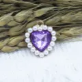 Detail shot of purple heart gem pendant with pearl border, DIY jewelry making accessory. - Light Purple