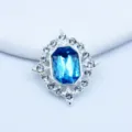 Silver rhombus alloy rhinestone decorative buckle for DIY crafts handmade accessories. - Lake Blue