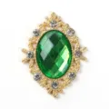 Vintage green rhinestone alloy flower decorative button DIY handmade craft clothing accessory - Gold Base - Deep Green
