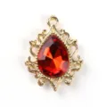 Colgante de acrílico con gota hueca de aleación dorada accesorio de joyería DIY hecho a mano - Rojo Brillante