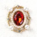 Broche ovalado vintage estilo real perla estrás accesorio DIY para crear joyas finas. - Rojo Brillante