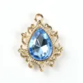 Colgante de lágrima de aleación dorada cristal azul accesorio de joyería artesanal DIY - Azul claro
