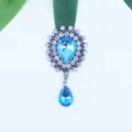 Pendentif strass alliage argent cristaux DIY faits main mode accessoires cheveux vêtements - Bleu lac